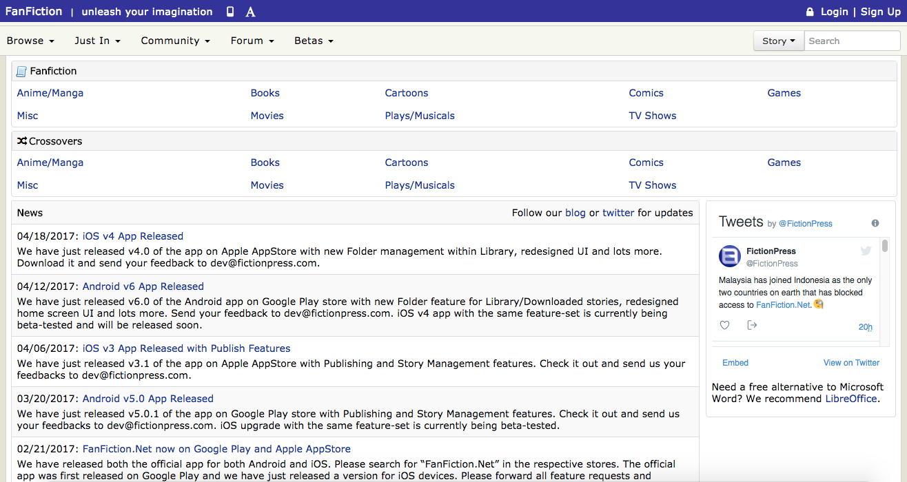 MCMC Has Blocked Access To A Popular Fan Fiction Site