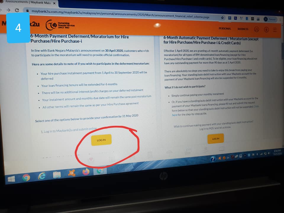 Cara Untuk Aktifkan Moratorium 6 Bulan Secara Bagi Akaun Hire Purchase Maybank
