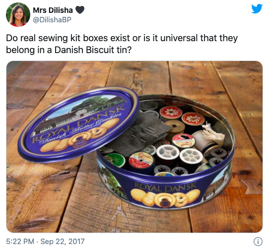 Here's Why People Started Storing Sewing Kits Inside Those Blue Danish