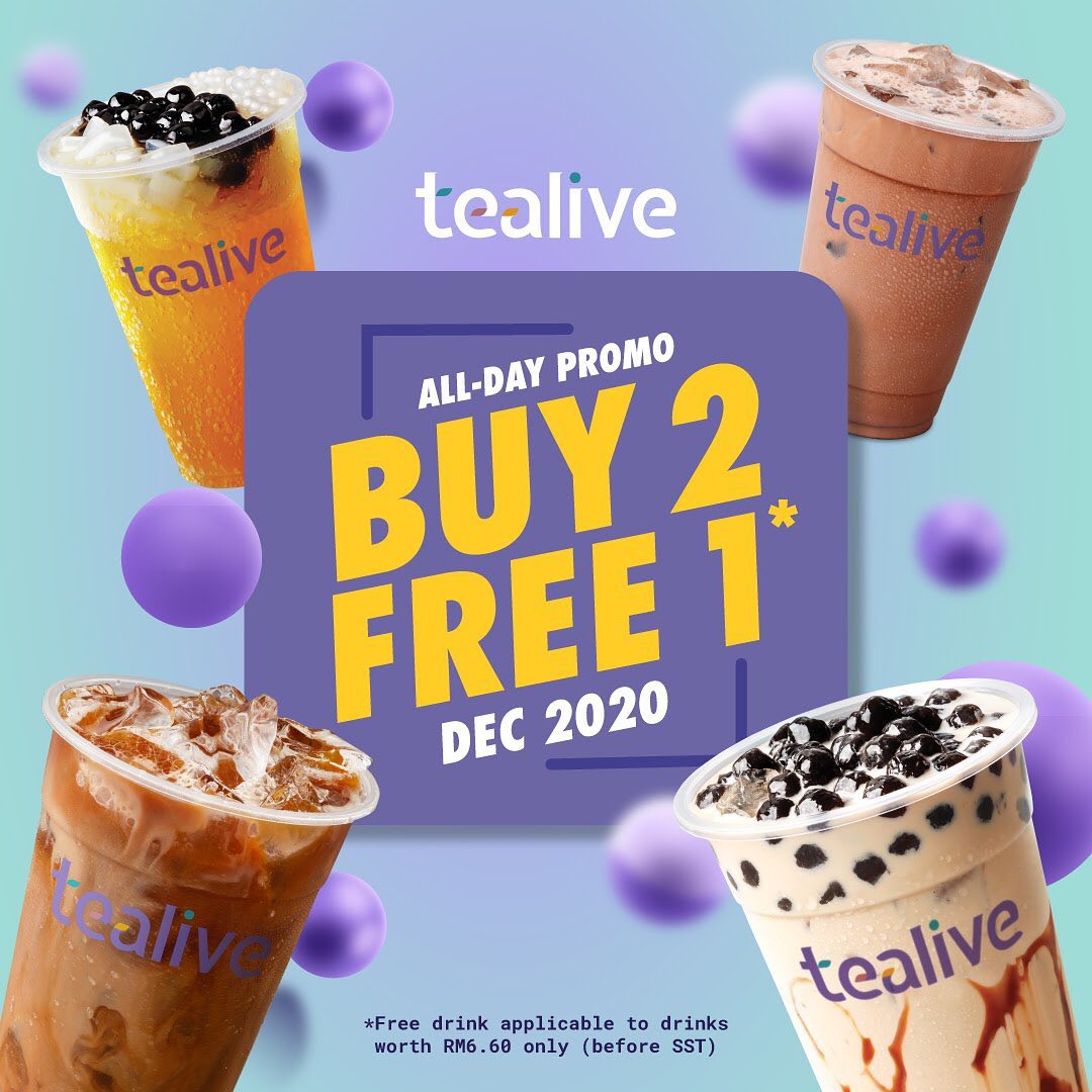Promo Tealive Buy 2 Free 1 Disember