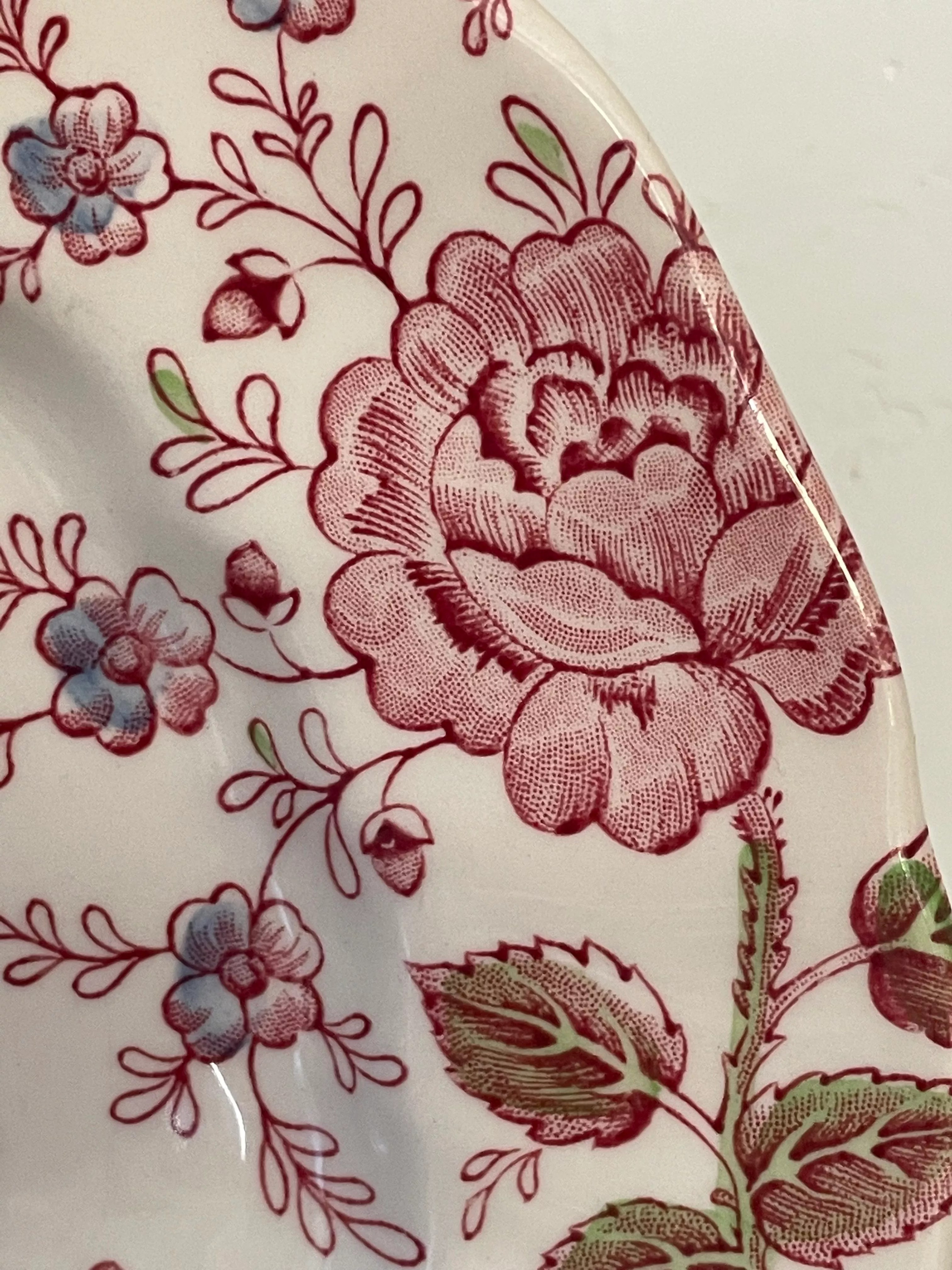 Lot de 7 assiettes plates rose Chintz Johnson Bros vintage Selency