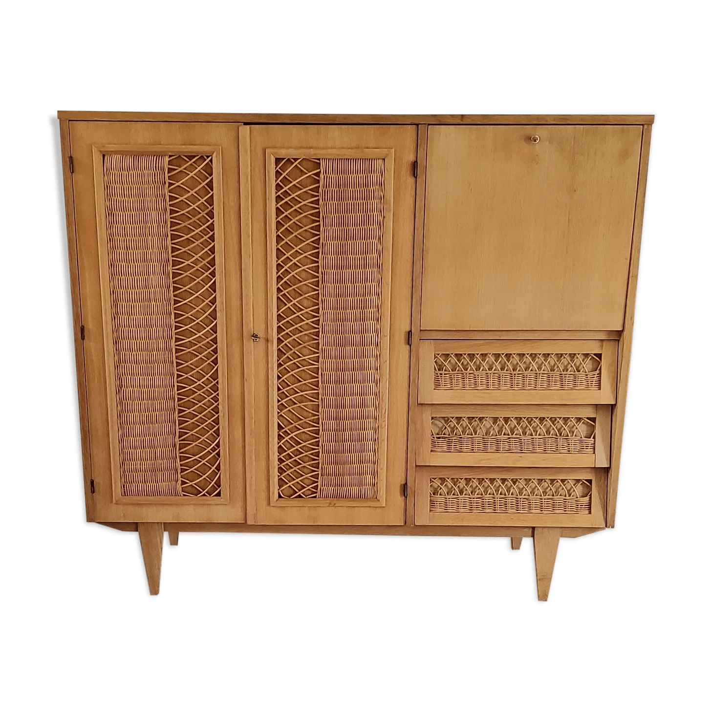 Armoire bois et rotin Selency