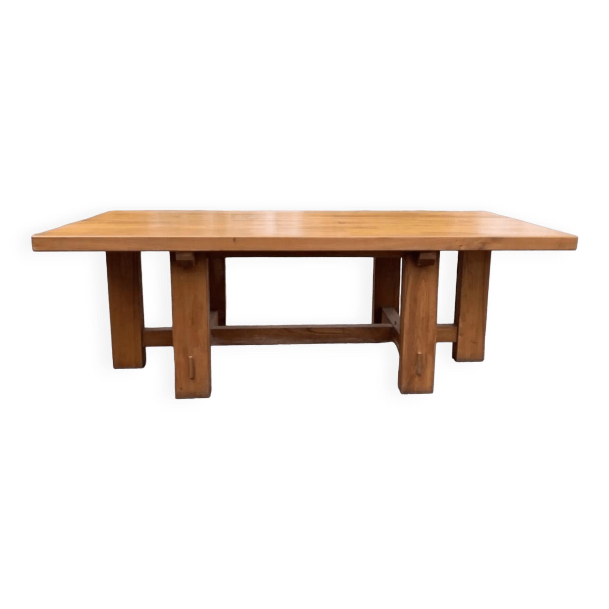 Large vintage solid wood table, France Selency