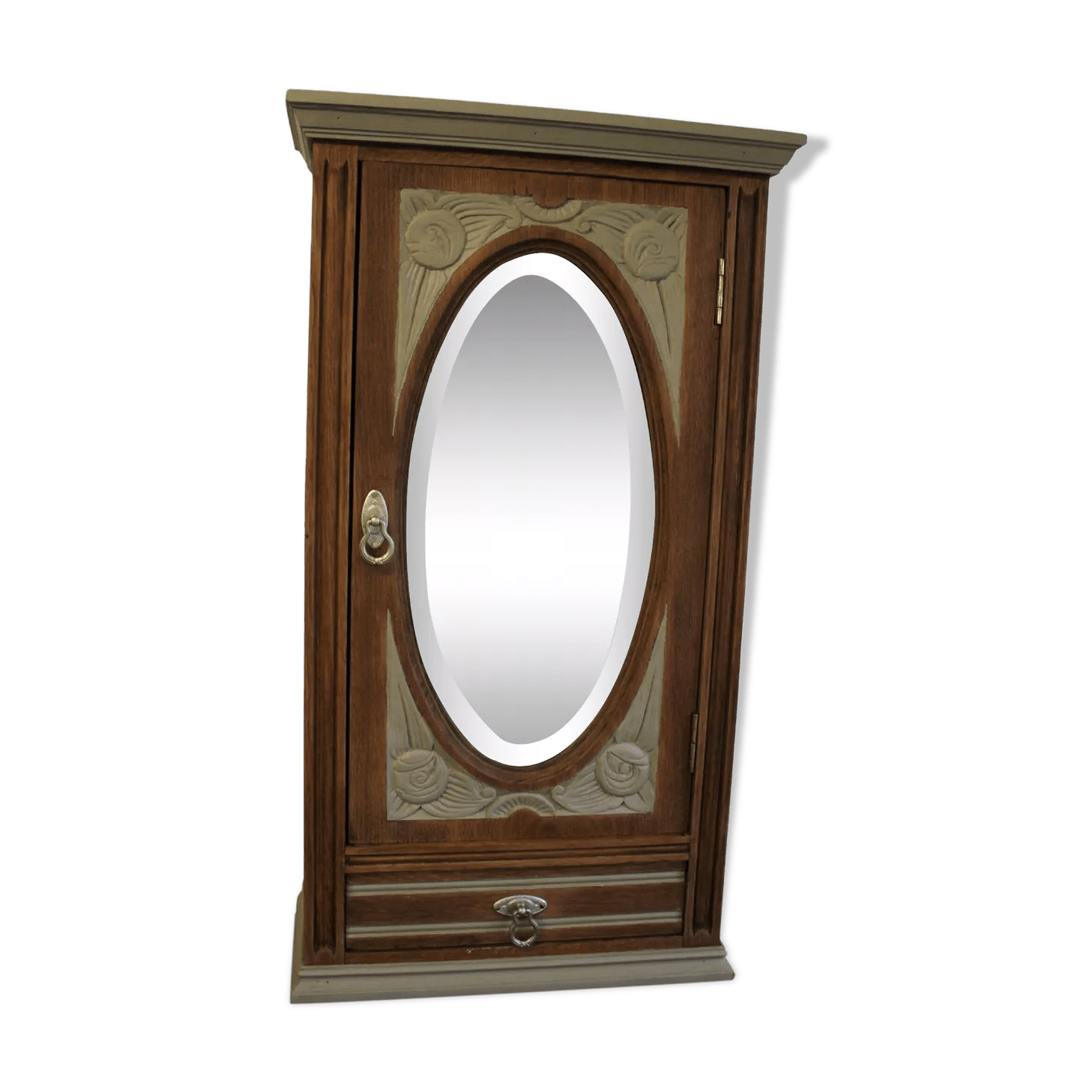 Armoire murale bois et lin Art Déco avec miroir Selency