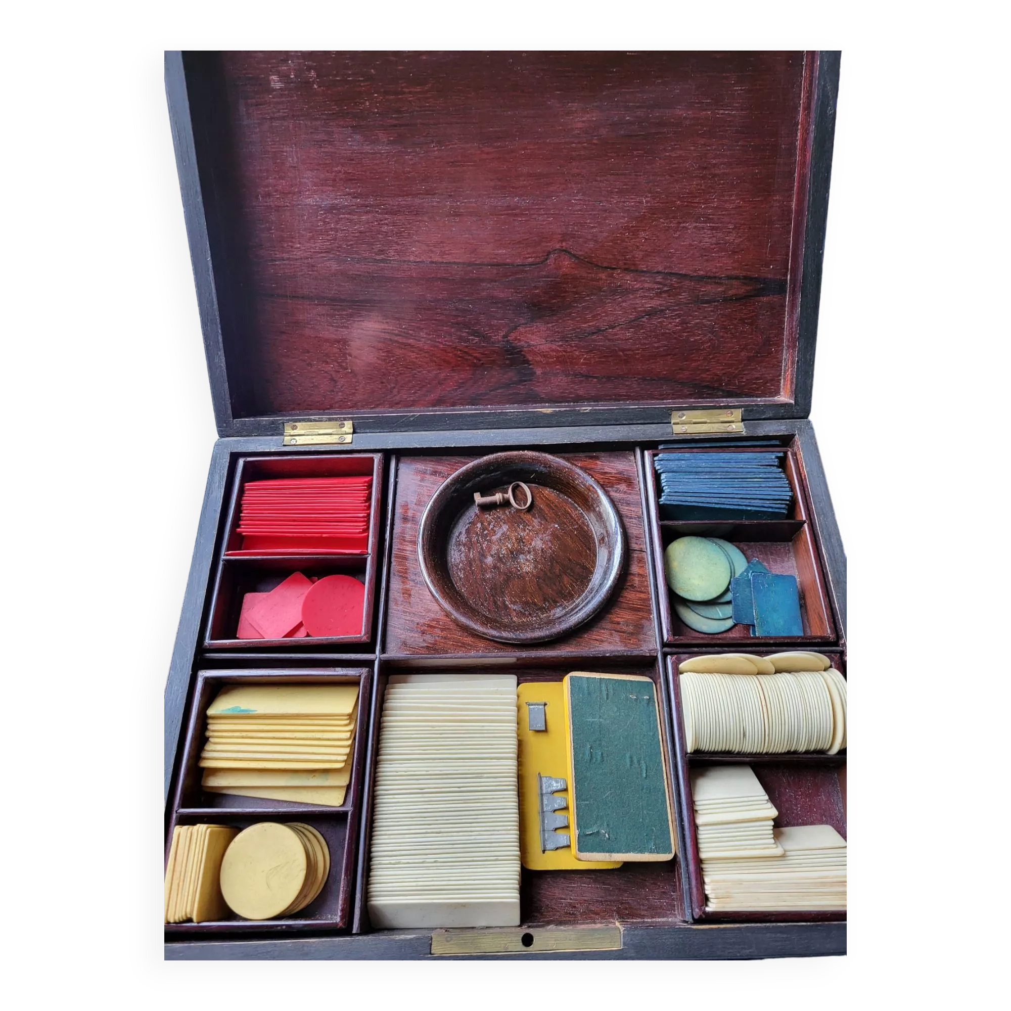 Mallette, coffret, jeux anciens napoléon iii en bois noirci , 209