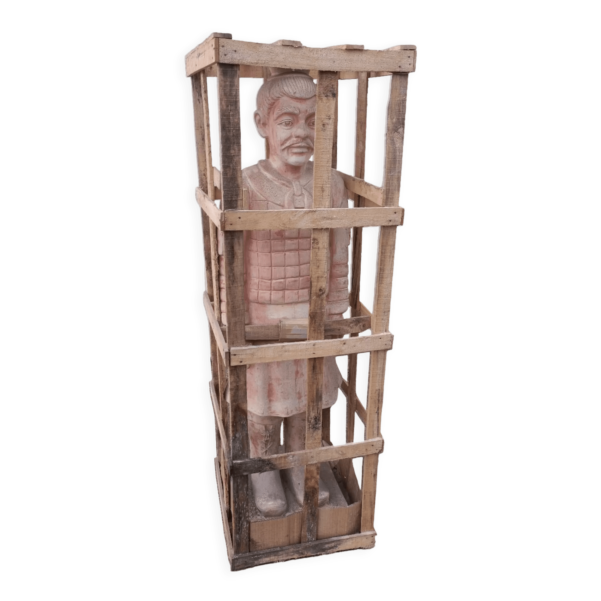 Statue de jardin Guerrier XIAN debout en terre cuite 160 cm Selency