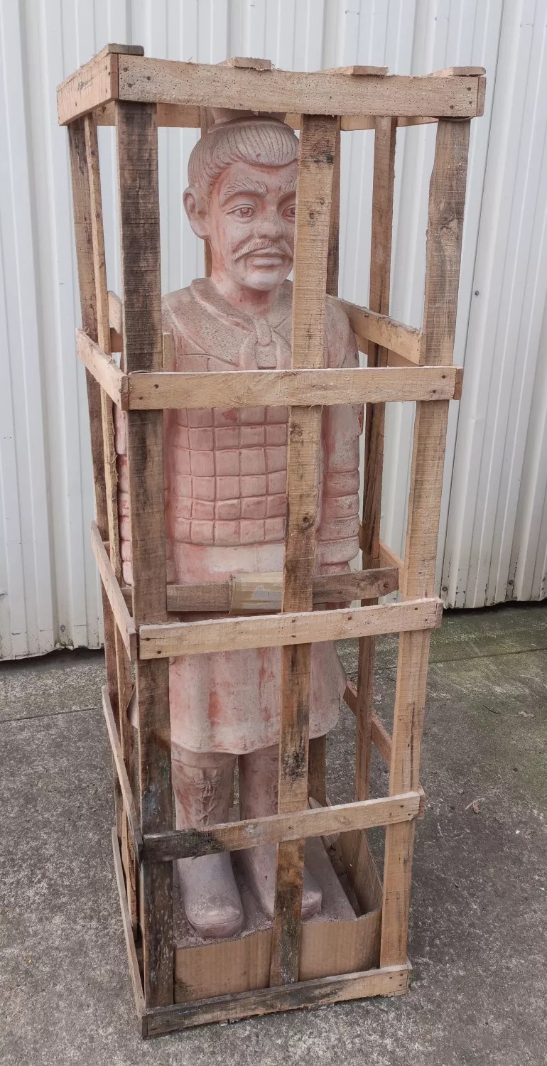 Statue de jardin Guerrier XIAN debout en terre cuite 160 cm Selency