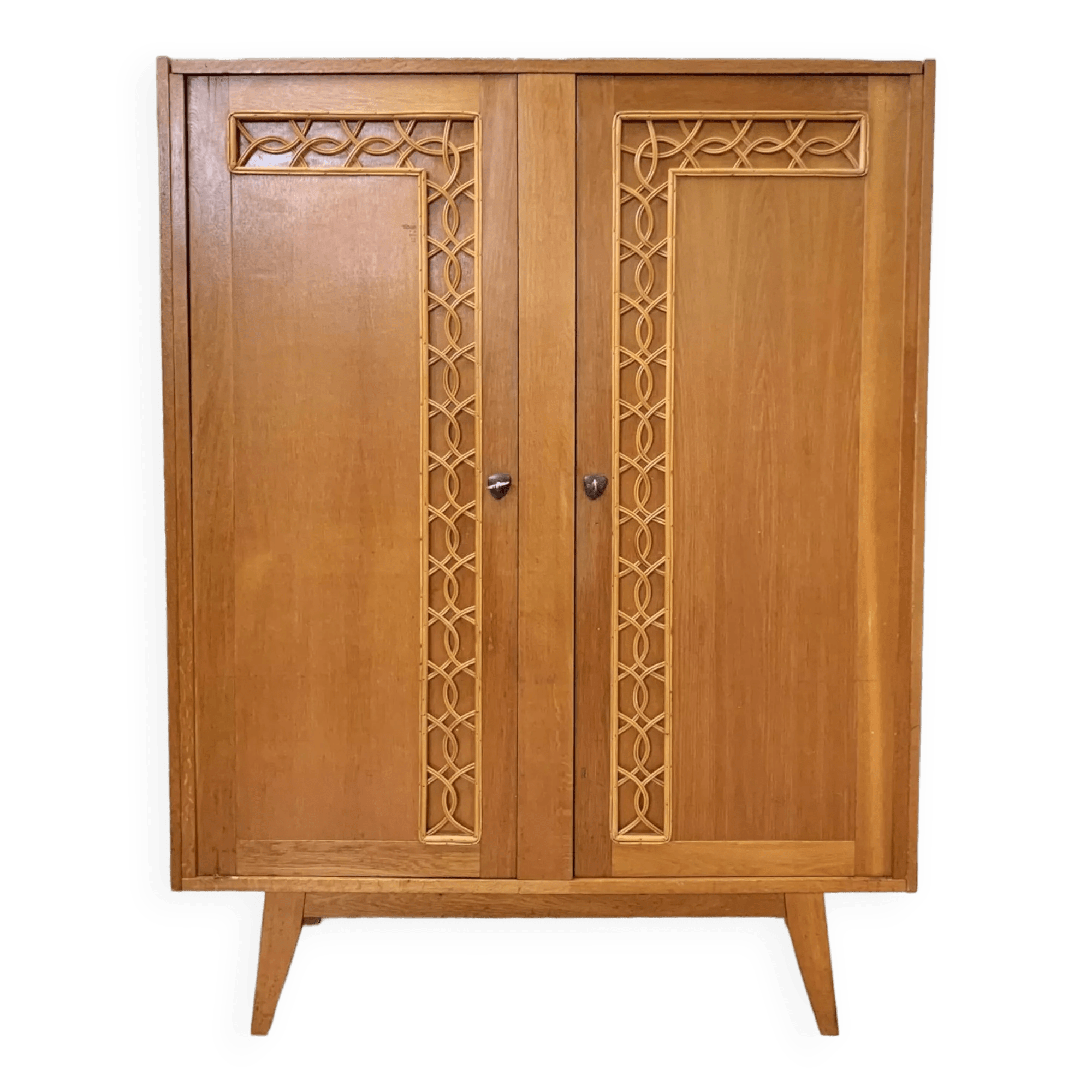 Armoire vintage bois et rotin Selency