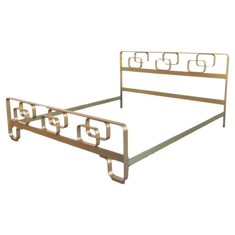 MidCentury Brass Bed by Luciano Frigerio, 1970s Selency