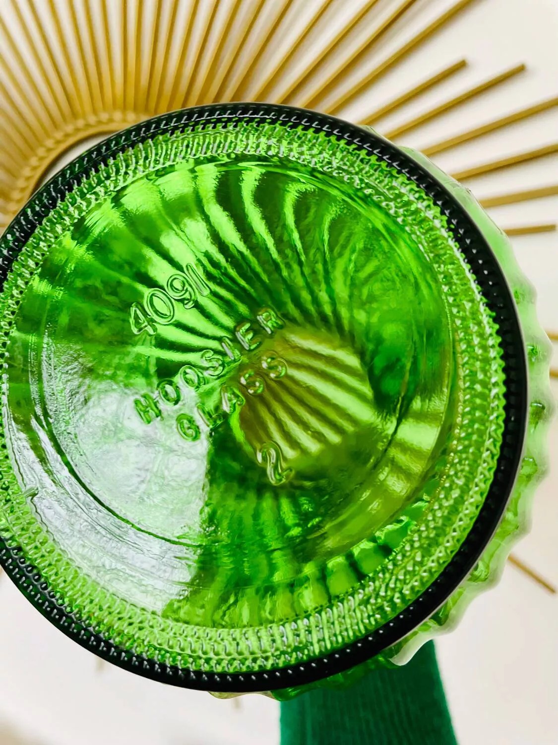 Vase verre vert vintage hoosier glass Selency