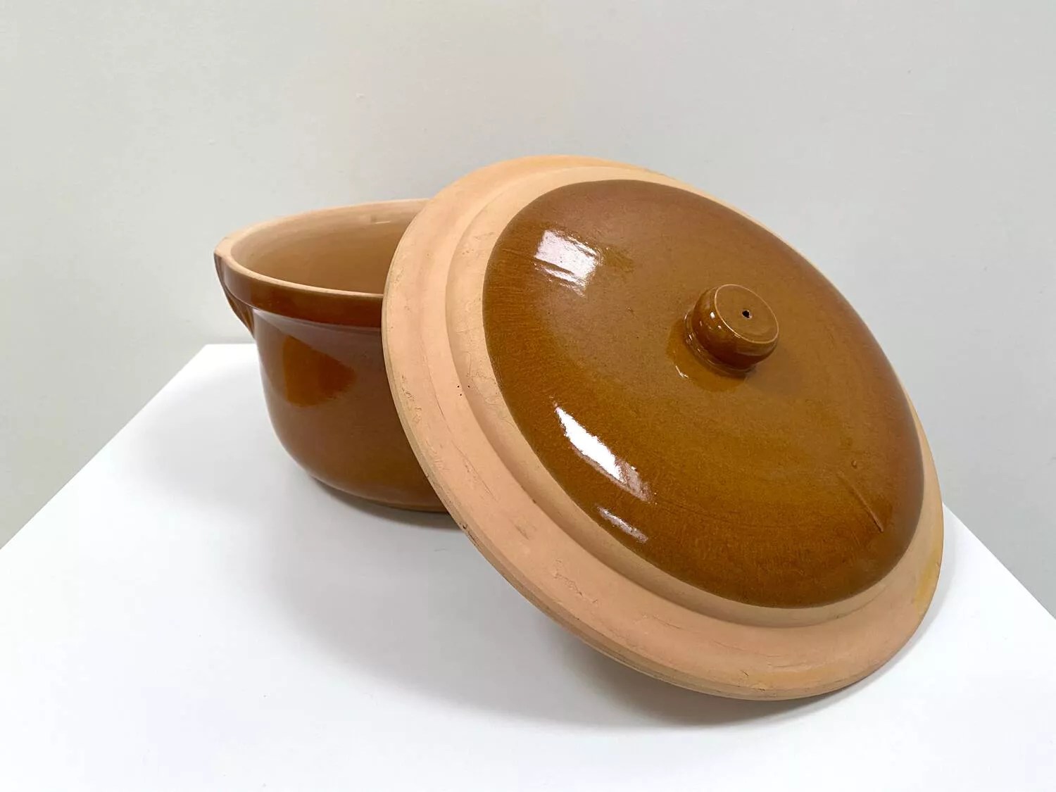 Grand plat à cassoulet en terre cuite vernissée Selency