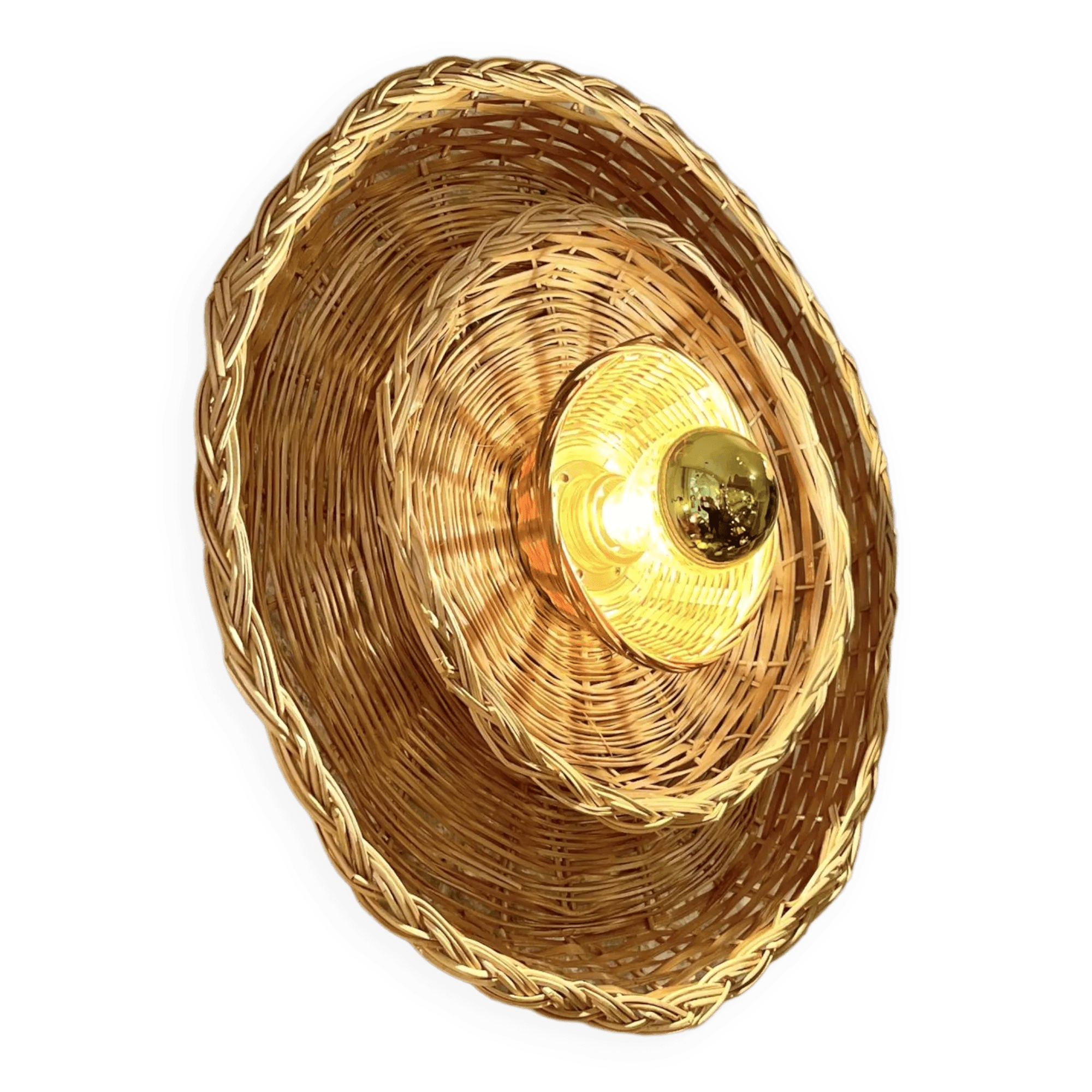 Applique murale en osier panier rotin vintage 31 cm Selency