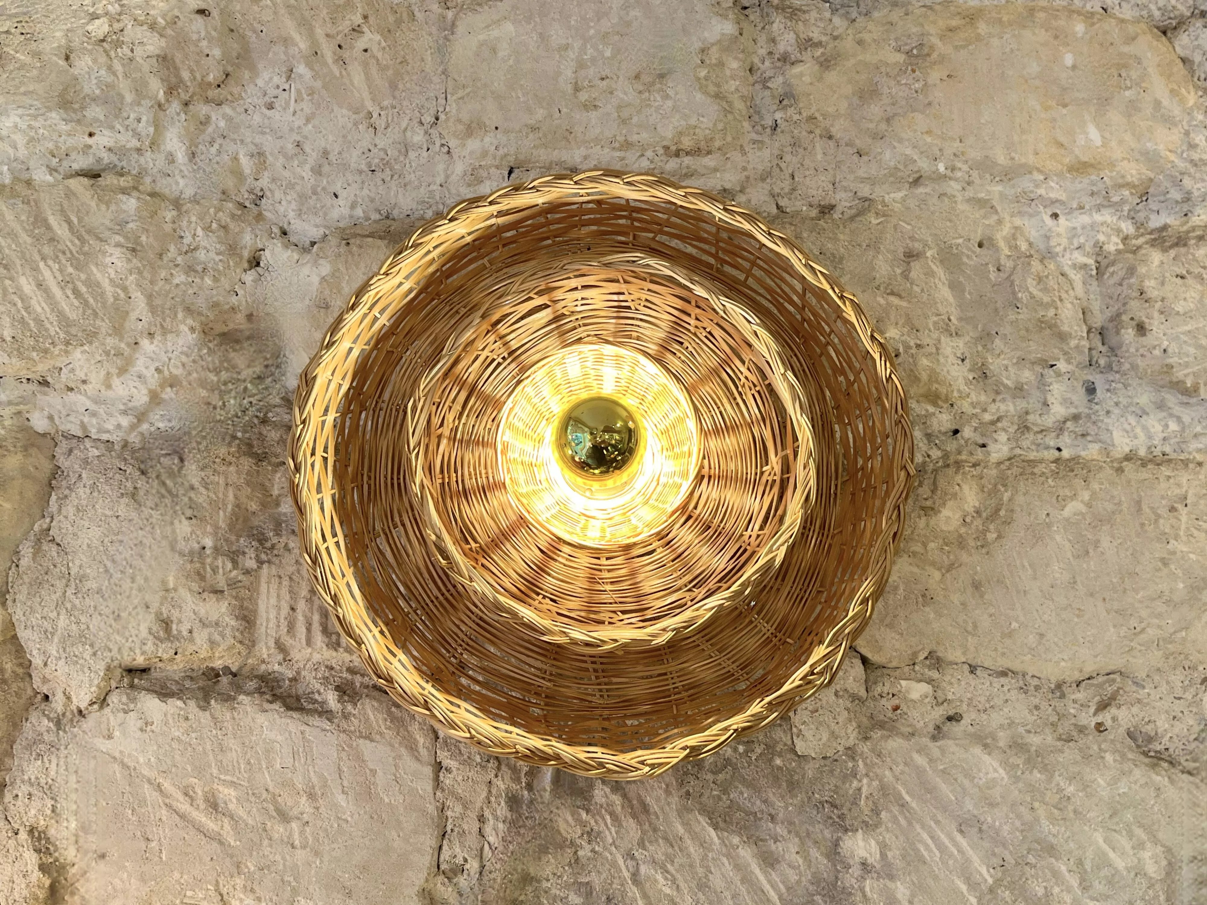 Applique murale en osier panier rotin vintage 31 cm Selency