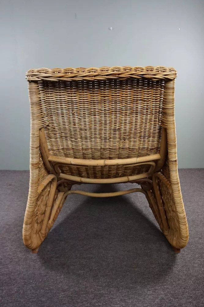 Chaise longue en osier rotin de Carl Öjerstam pour Ikea, Karlskrona