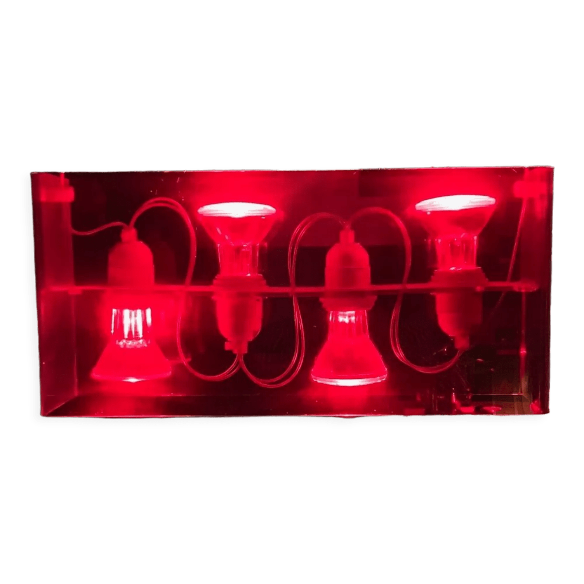 Suspension Duplex Fontana Arte rouge en plexiglass de Carlo Tamborini