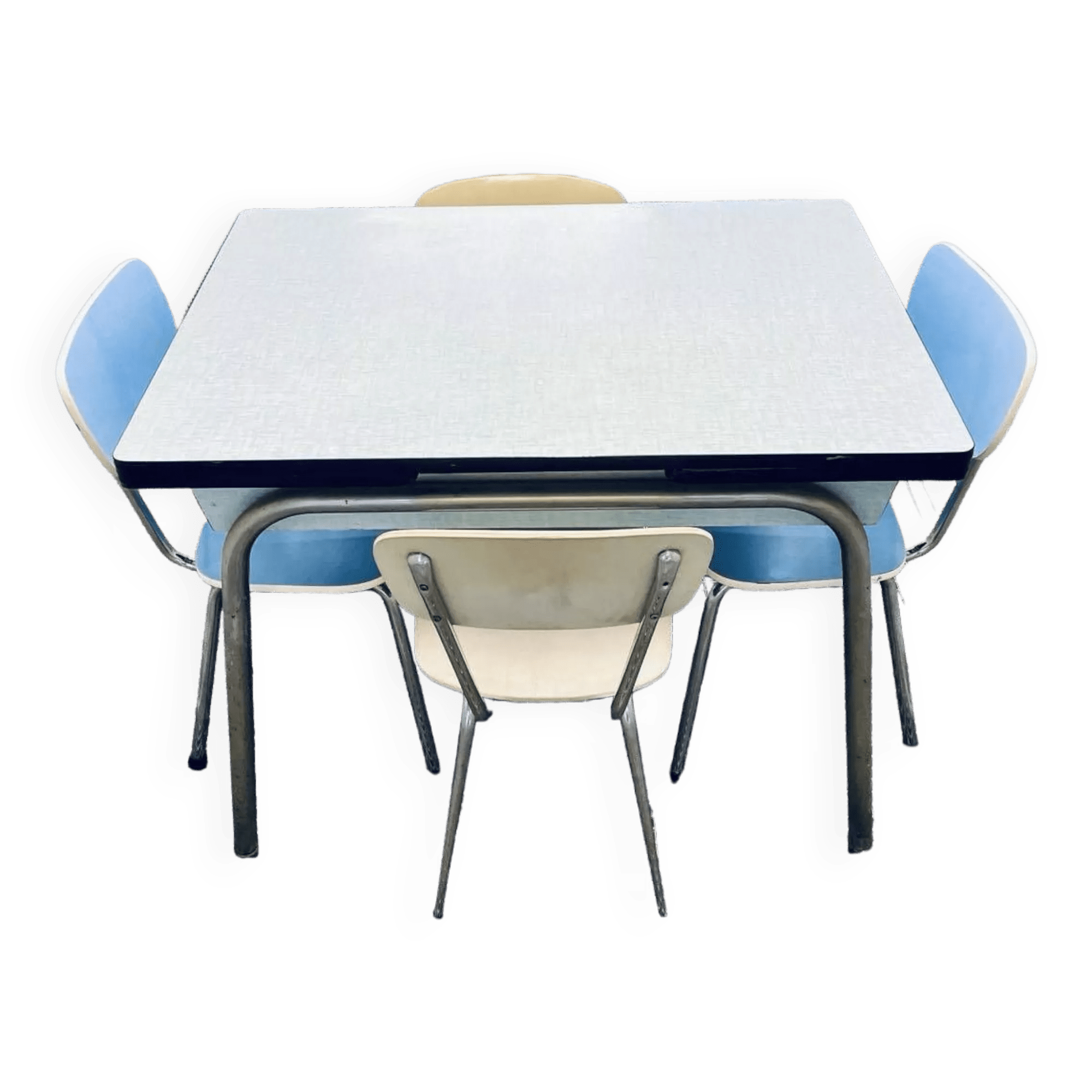 Blue vintage formica table 4 chairs extensions Selency
