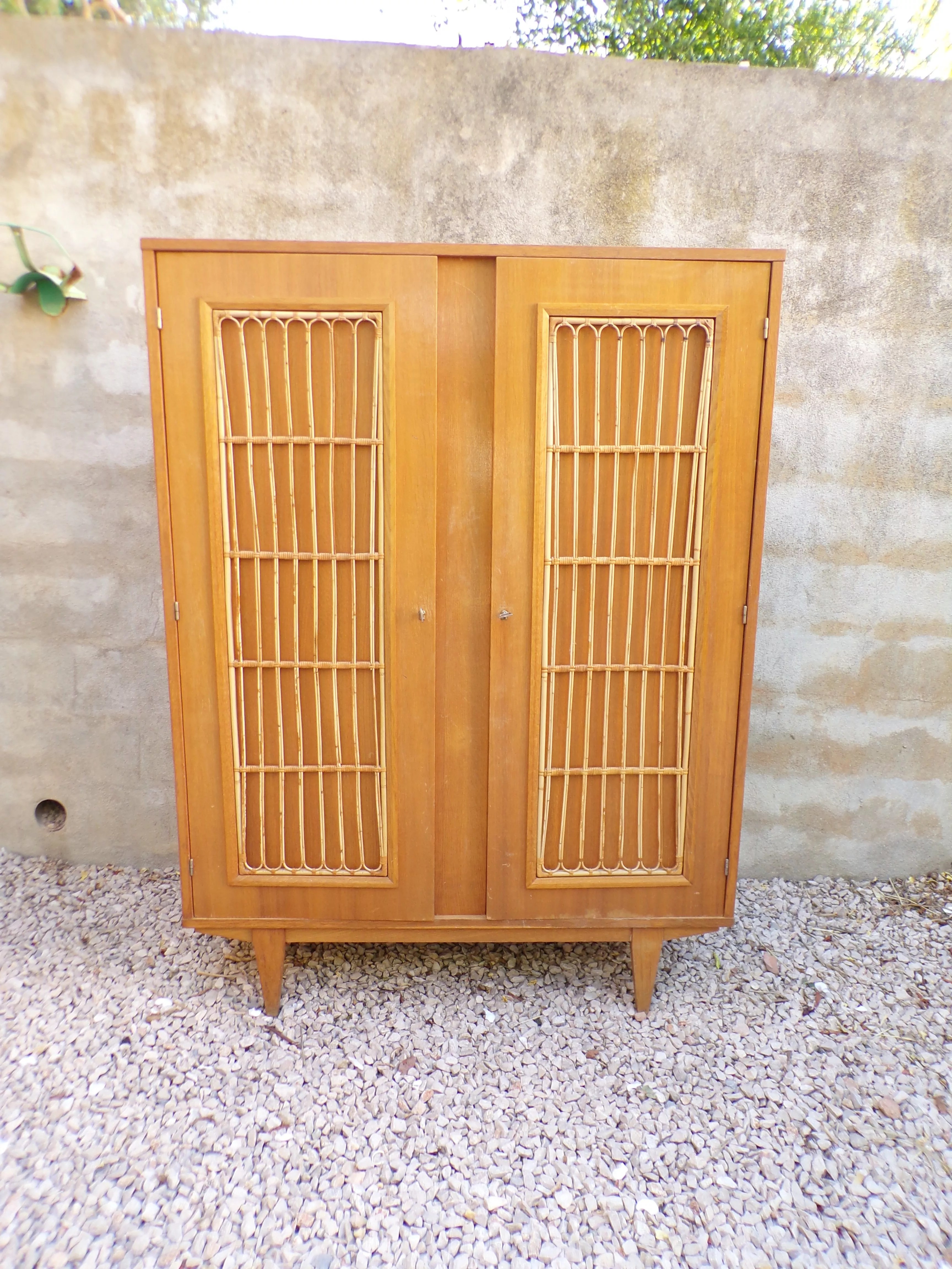 Armoire Penderie Rotin vintage 1960 Selency