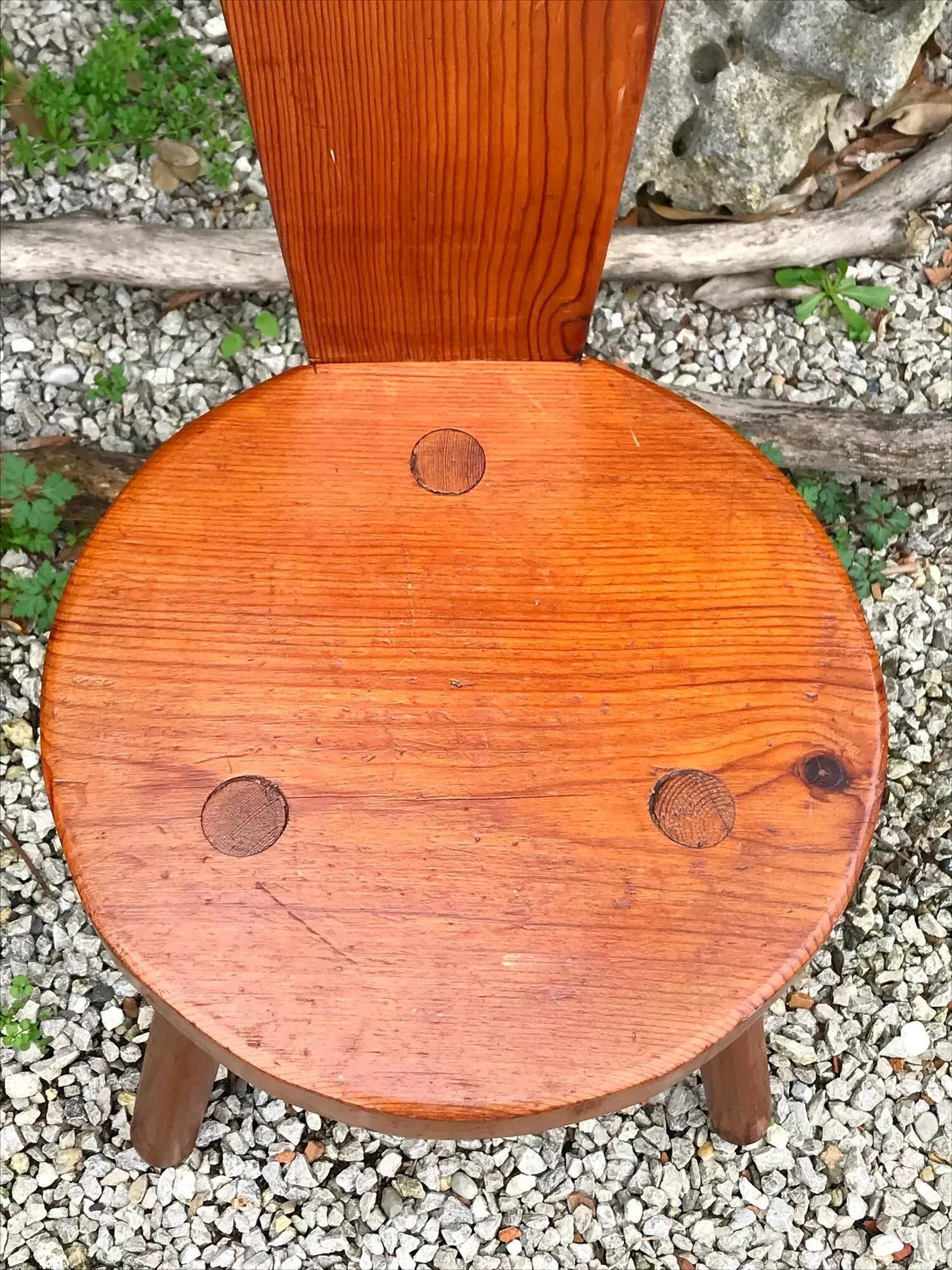 Tabouret vintage tripode années 70 Selency