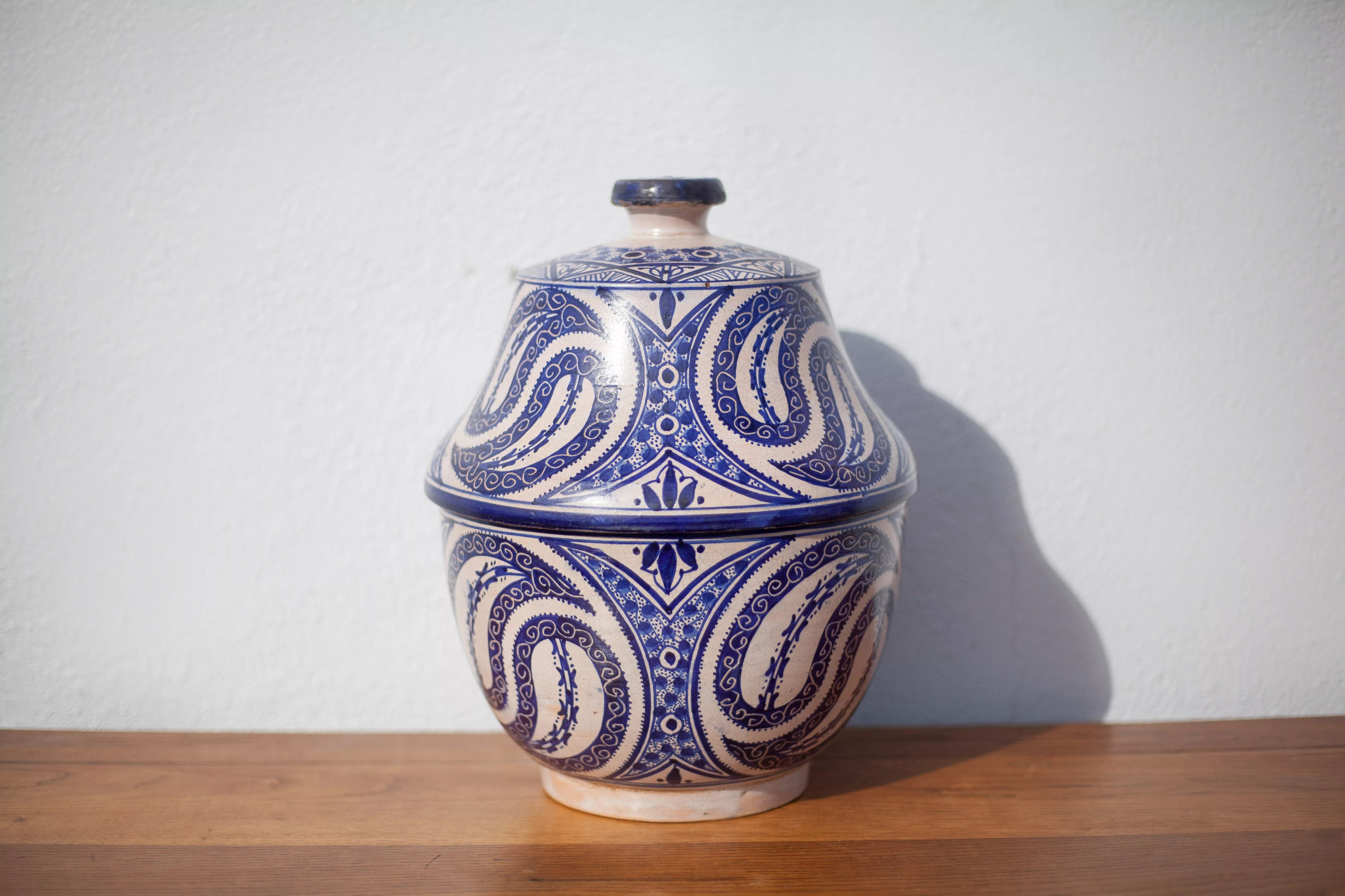 Old Moroccan butter pot Jobbana, ceramic apothecary pot, Moroccan