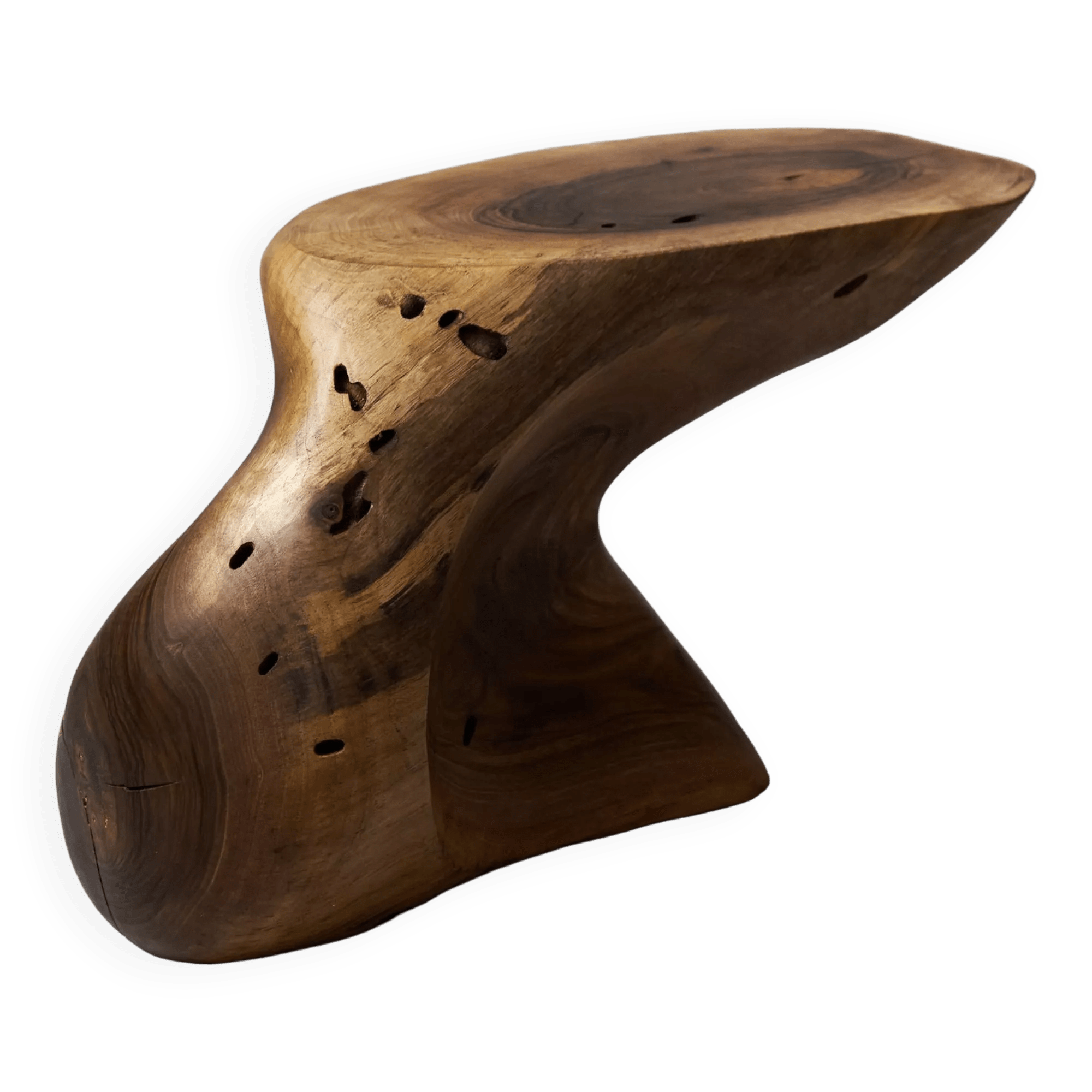 Solid wood sculptural side table, original contemporary design Selency