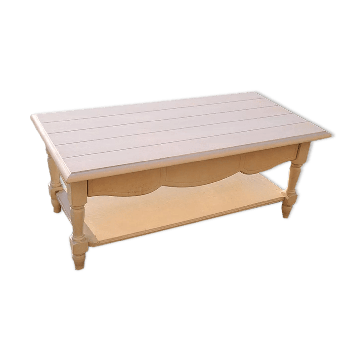 Old white painted wooden coffee table Selency