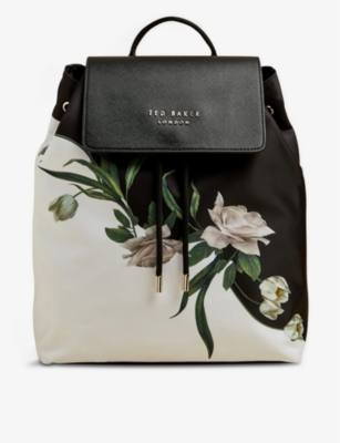 Ted Baker Elderflower Floralprint Nylon Backpack In Black ModeSens
