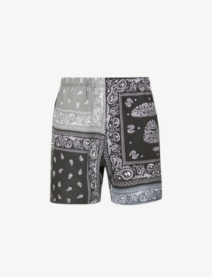 Aape Mens Black (white) Bandanaprint Cottonblend Jersey Shorts S
