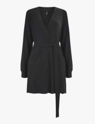 Skims Soft Lounge Ribbed Stretchjersey Robe In Onyx ModeSens