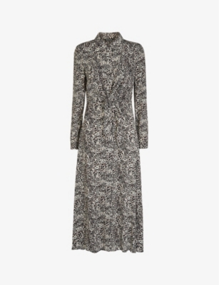 WHISTLES Heidi animalprint crepe midi dress