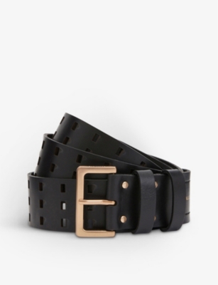 ALLSAINTS Raelyn asymmetric cutout leather belt