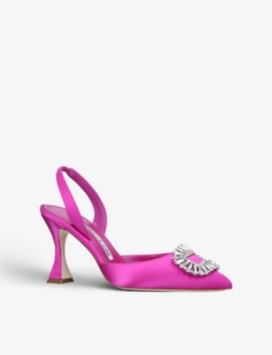 GIÀY MANOLO BLAHNIK Hangisi crystalembellished satin slingback pumps