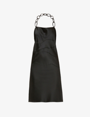 BEVZA Halterneck openback satin mini dress