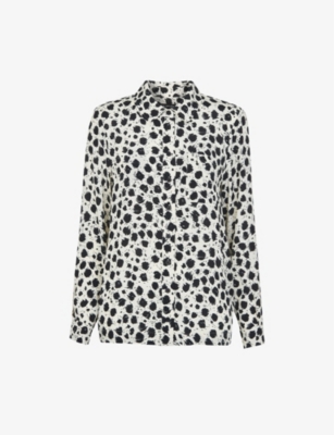 Whistles Brushed Dalmatian Print Shirt In Black ModeSens