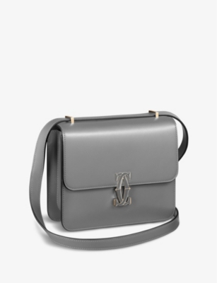 Cartier Womens Grey Double C De Mini Leather Shoulder Bag ModeSens