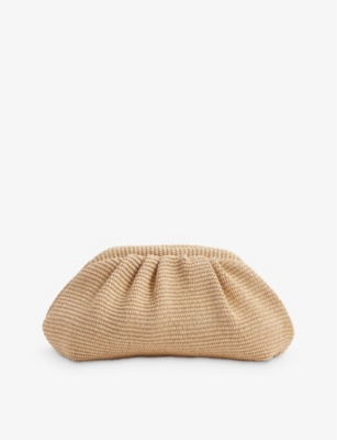 Reiss Womens Neutral Delilah Ruched Raffia Clutch Bag ModeSens