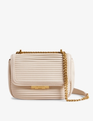 Ted Baker Womens Ivory Pyalily Plisse Leather Crossbody Bag ModeSens