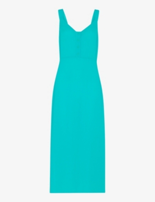 WHISTLES Andie buttonthrough shirredback woven midi dress