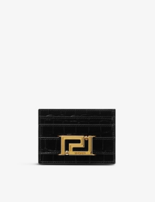 VERSACE Greca Goddess crocembossed leather card holder