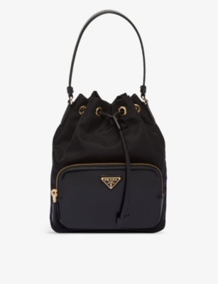 Prada Duet Renylon Shoulder Bag In Black ModeSens