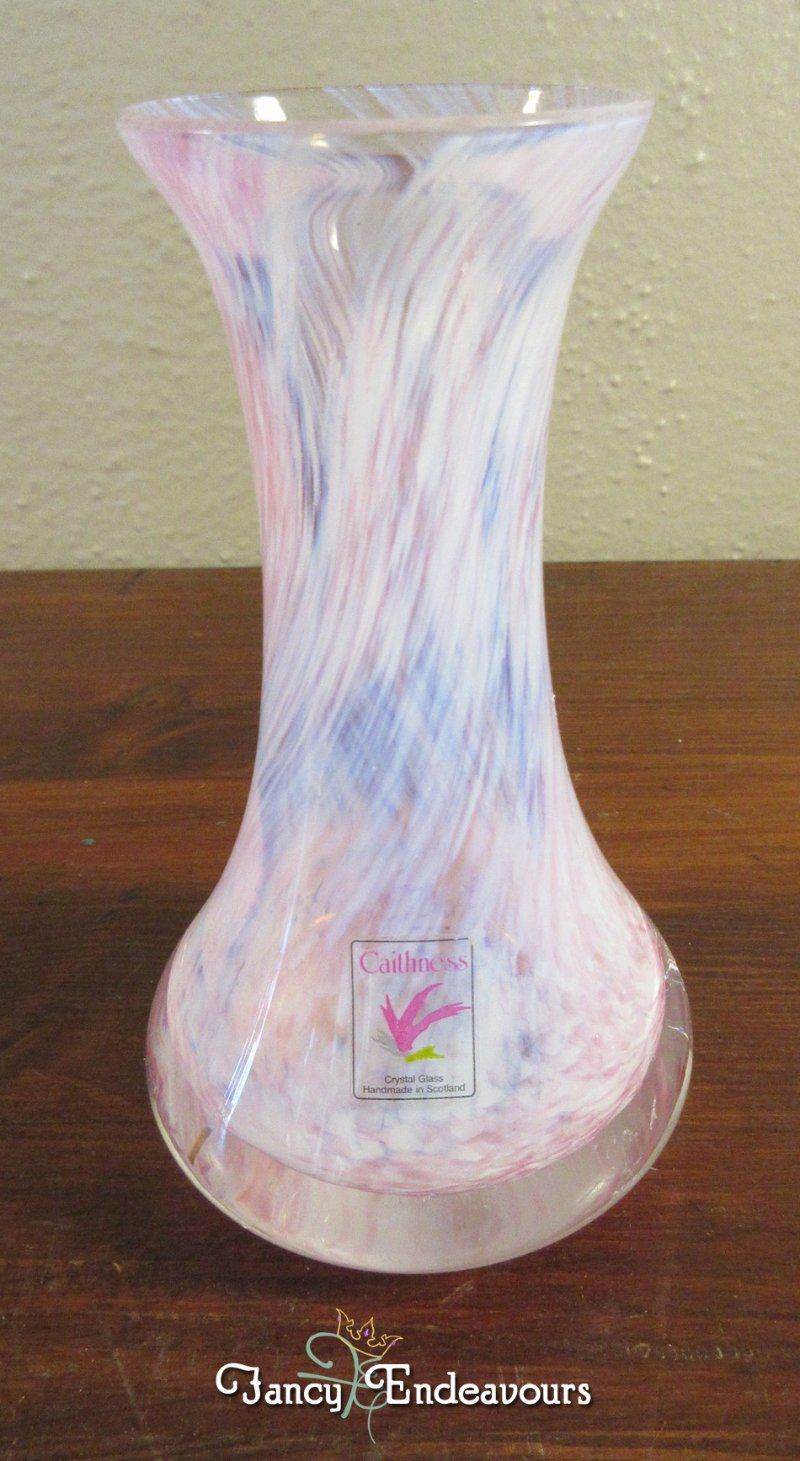 Caithness Scotland Pink & White Swirl Art Glass Vase eBay