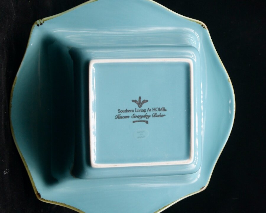 Southern Living 9" Square Baker Robins Egg Blue Tuscan Collection eBay