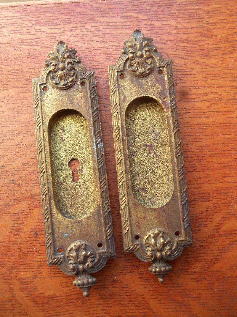 Two Antique Fancy Brass Pocket Door Pulls Yale & Towne c1885 eBay