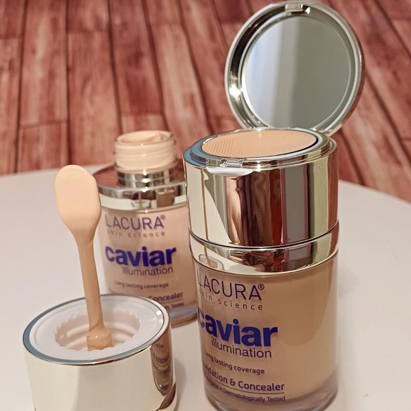 Тональная основа и консилер lacura beauty caviar power foundation
