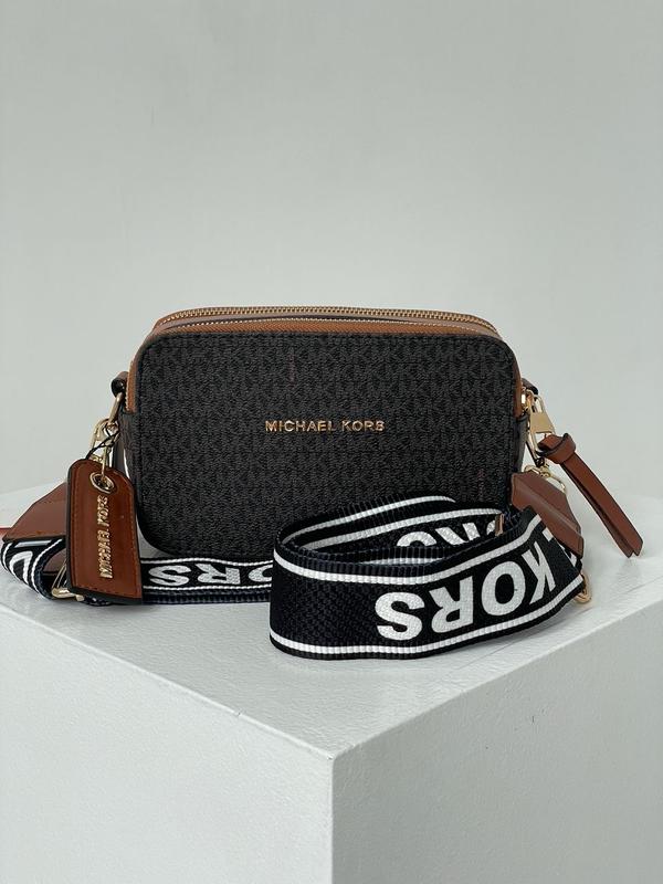 Женская коричневая сумка в стиле michael kors snapshot brown сумочка