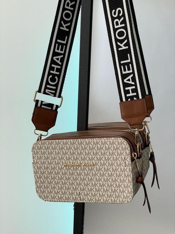 Женская сумка michael kors snapshot ivory brown бежевая — ціна 1550 грн