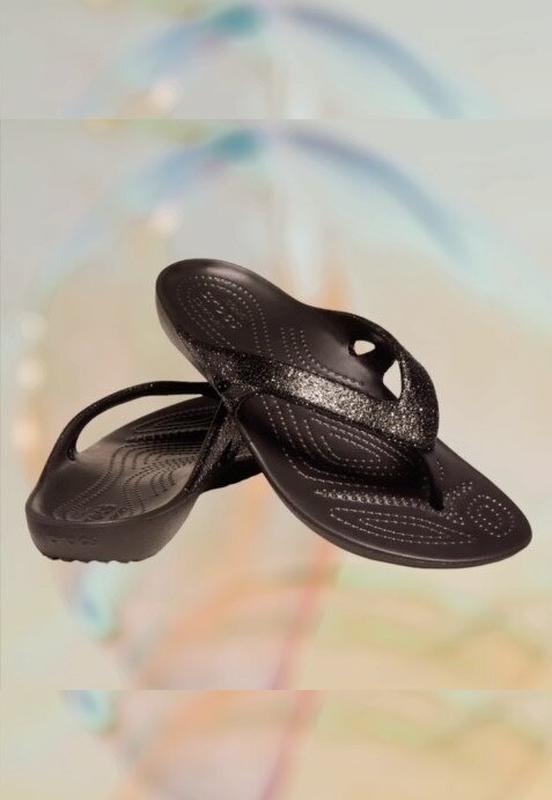 Крокс вьетнамки флипы с блестками черные crocs kadee ii glitter black