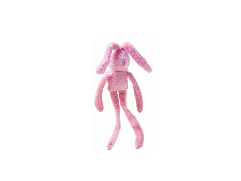 dog toy pink woolly bunny Shiploads