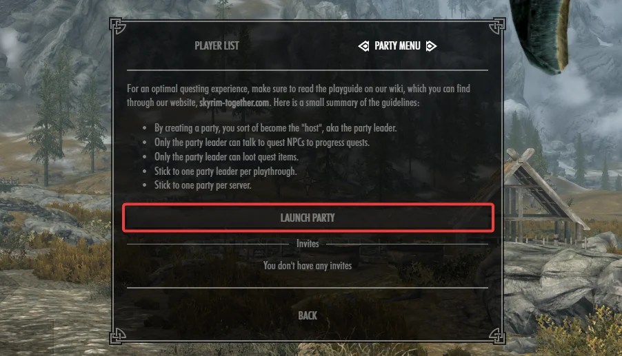 How to Create a Party on your Skyrim Together Server Knowledgebase