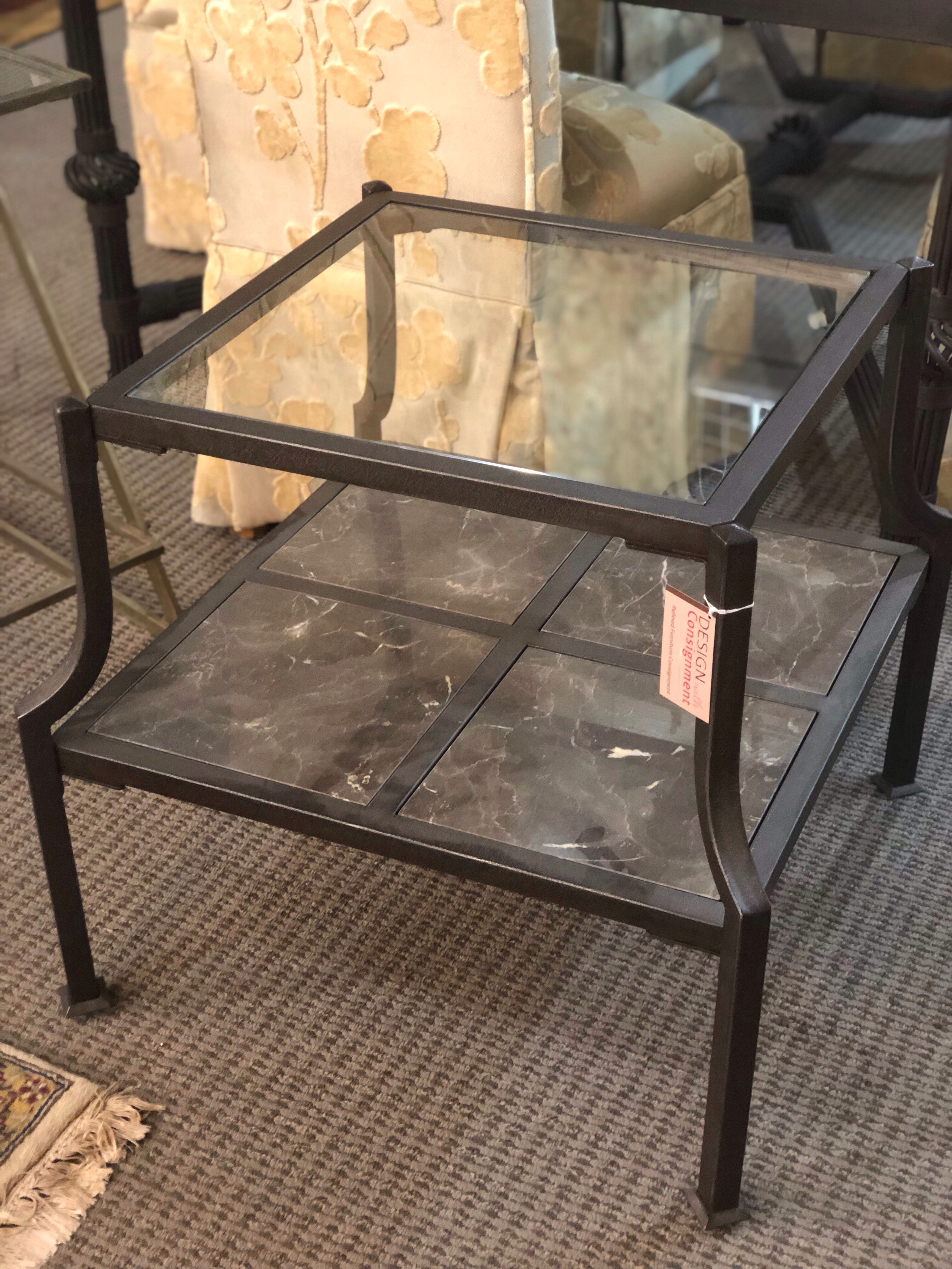 Glass Inset End Table Design With Consignment, LLC