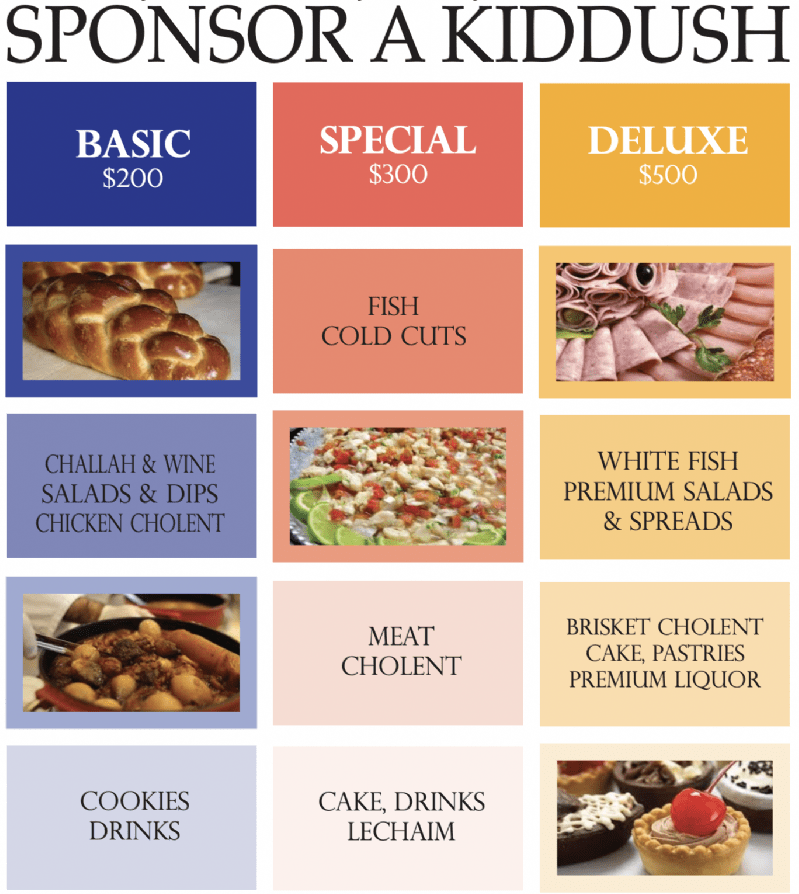 Sponsor a Kiddush Aish San Diego "Ahavat Yisrael"